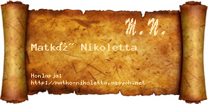 Matkó Nikoletta névjegykártya